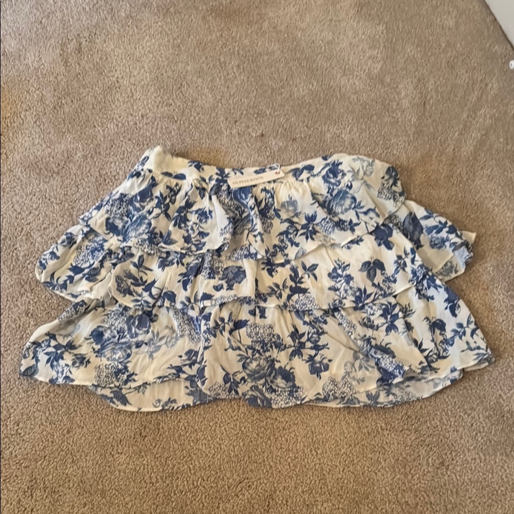 Olivaceous Blue and White Bubble Mini Skirt